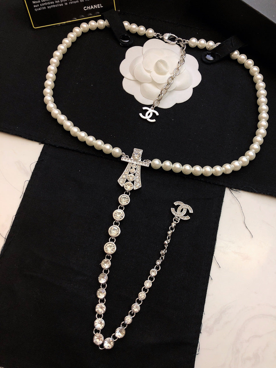 CHANEL Crystal Long Necklace