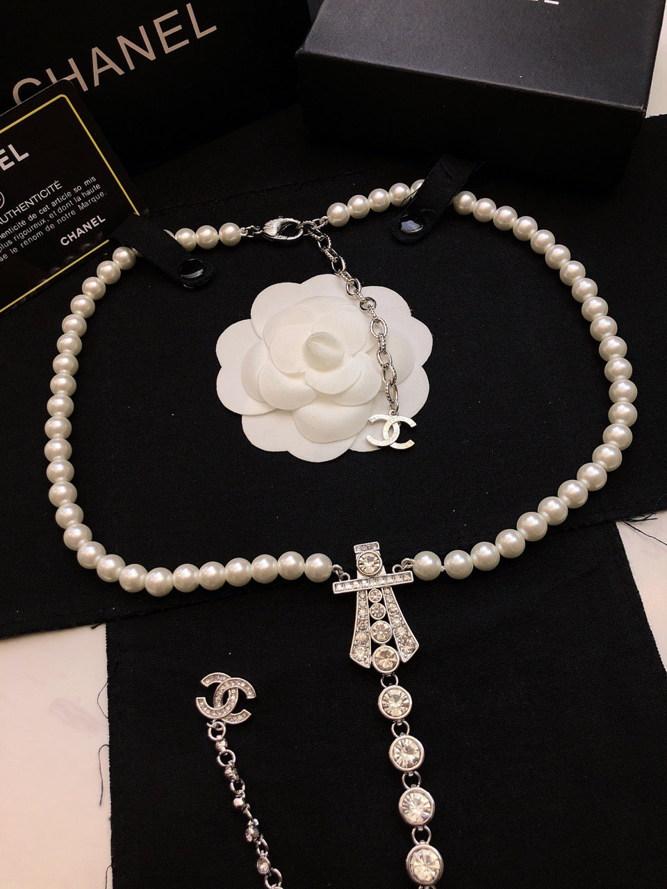 CHANEL Crystal Long Necklace