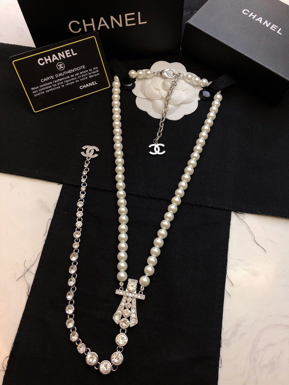 CHANEL Crystal Long Necklace