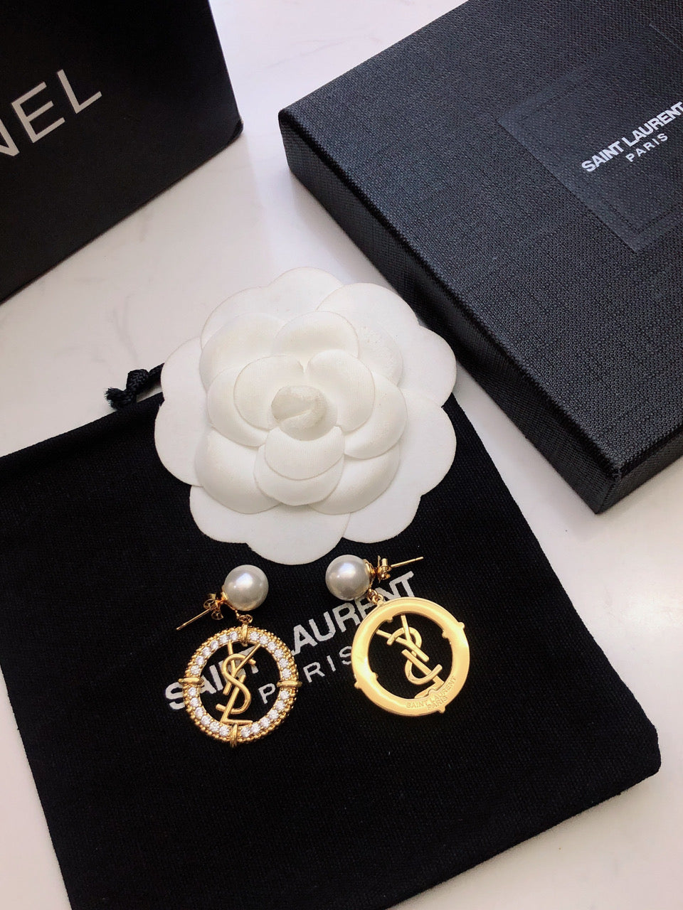 SAINT LAURENT Pearl White Earrings