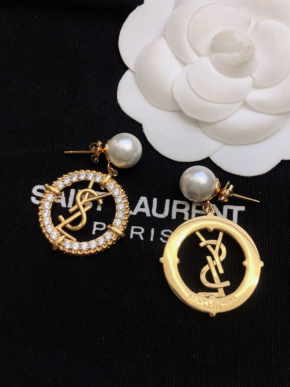 SAINT LAURENT Pearl White Earrings