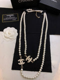 CHANEL Pearl Crystal Double-C Long Necklace
