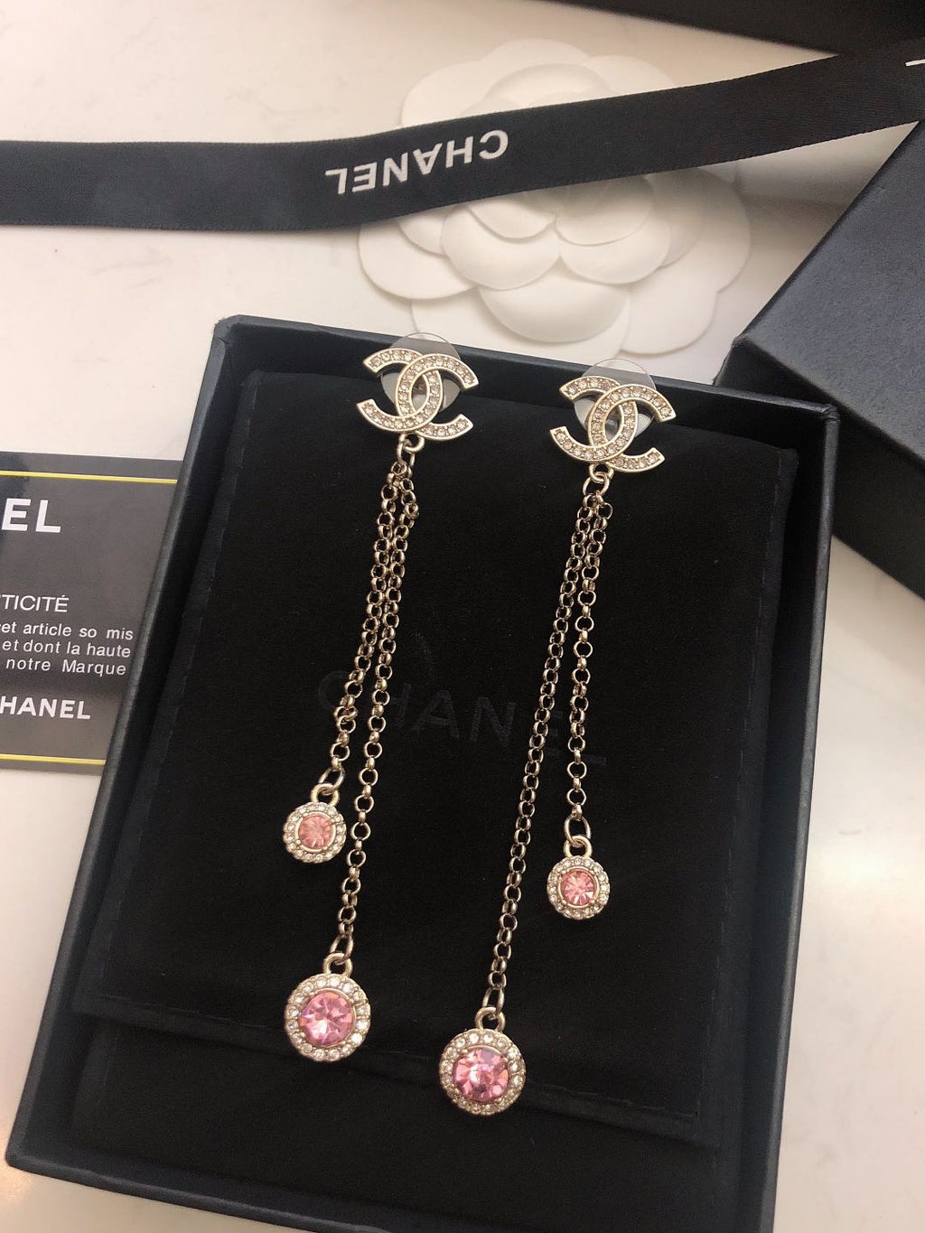 CHANEL P60 Crystal Double-C Tassel Pendant Necklace