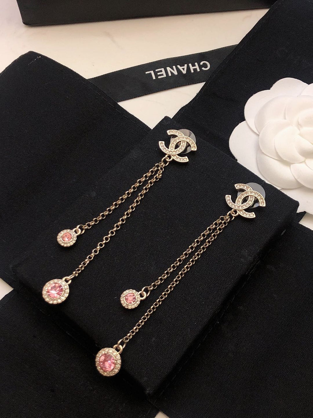 CHANEL P60 Crystal Double-C Tassel Pendant Necklace