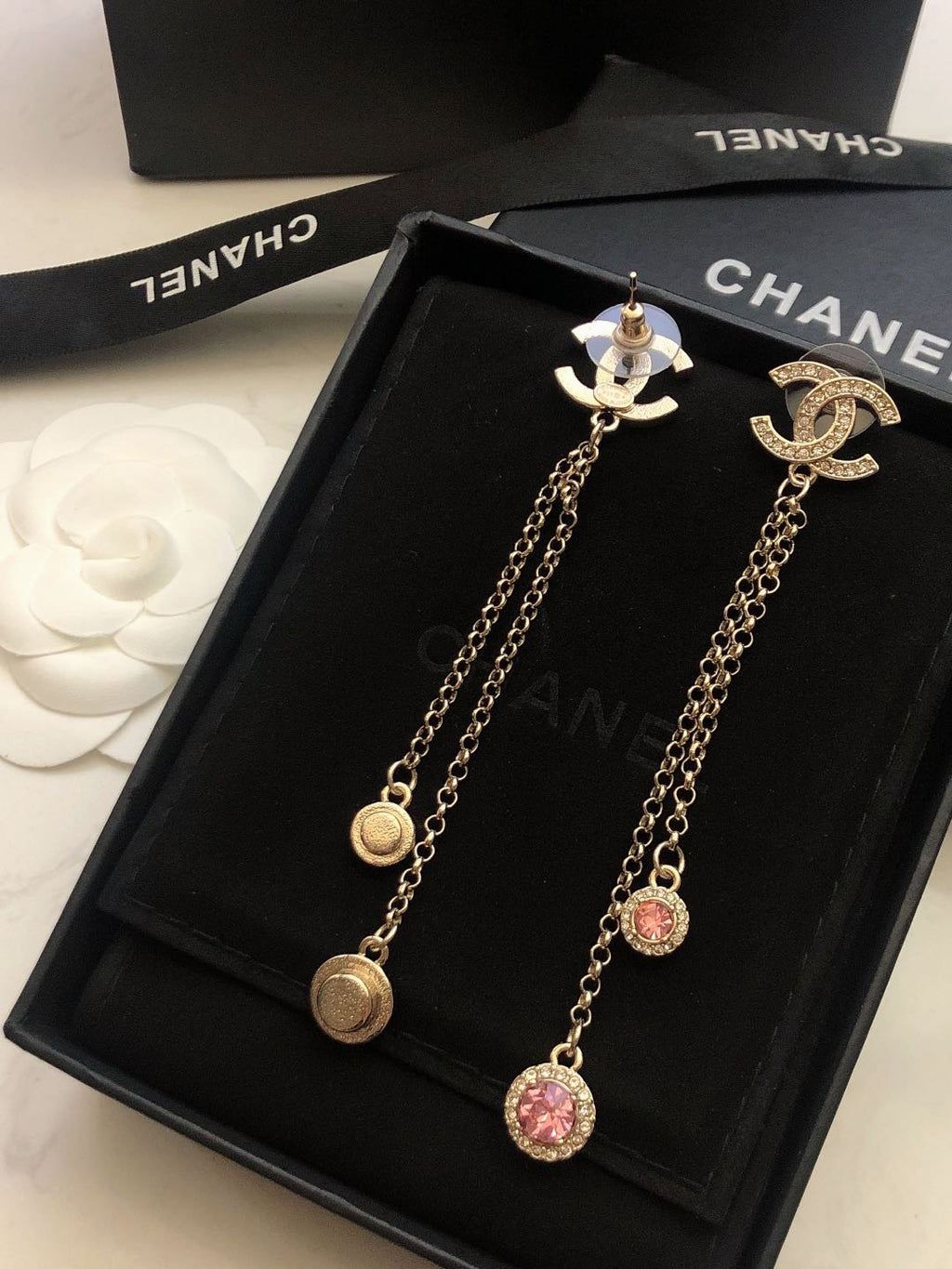 CHANEL P60 Crystal Double-C Tassel Pendant Necklace