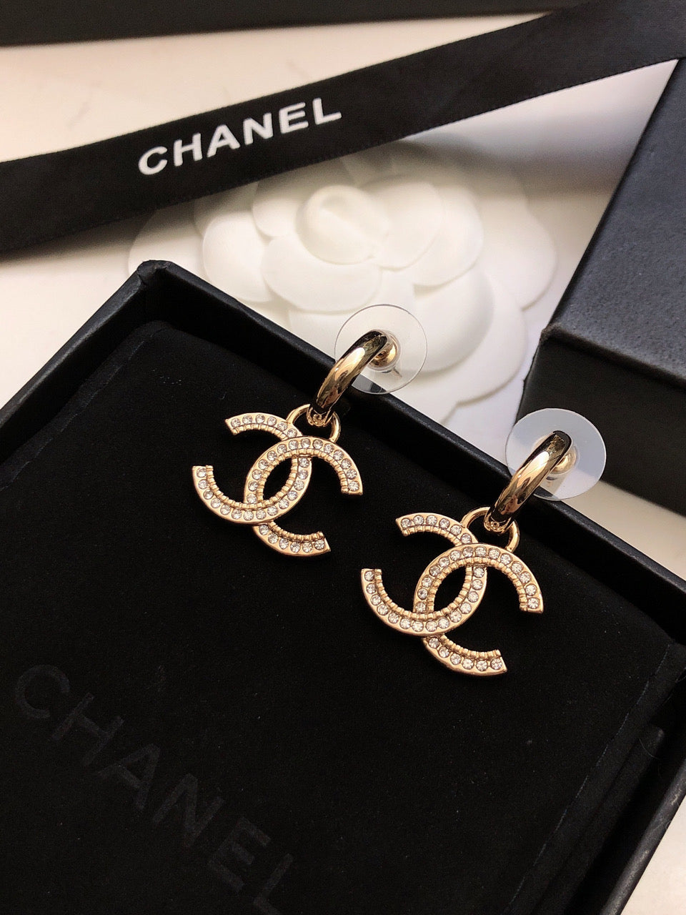 CHANEL Crystal Double-C Earrings