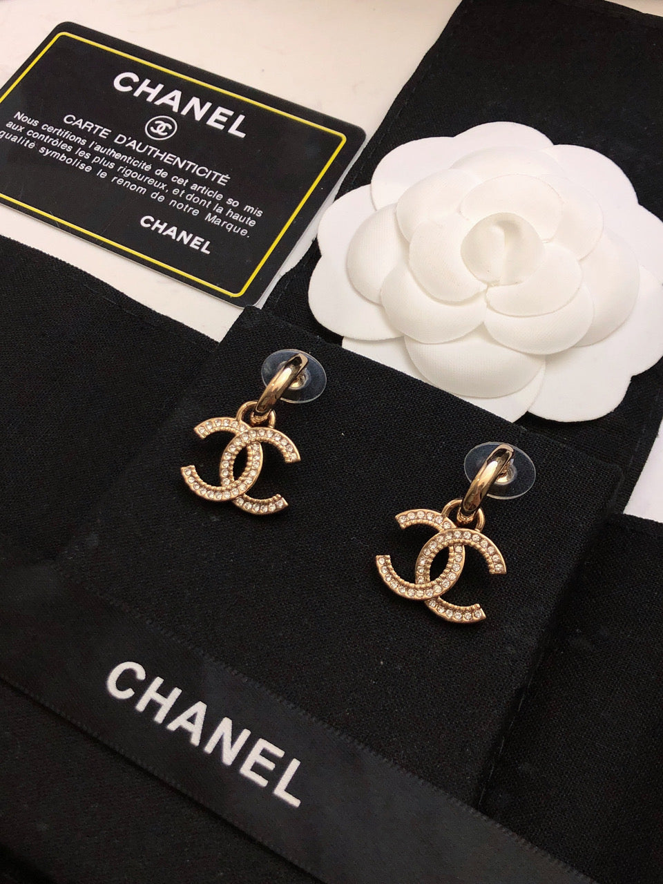 CHANEL Crystal Double-C Earrings