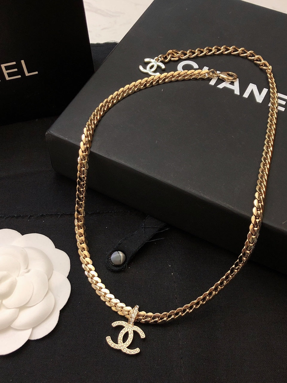 CHANEL Crystal Double-C Necklace