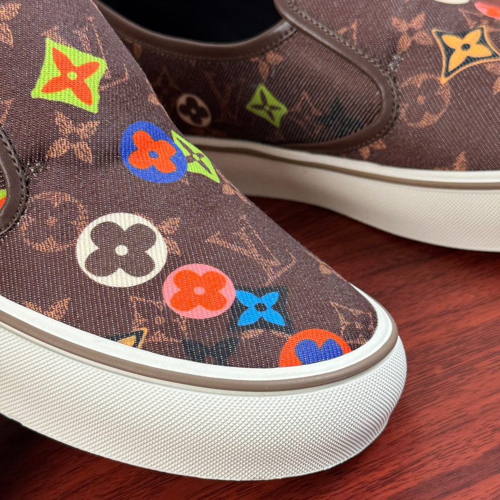 LV Patterned Canvas-Style Slip-On Sneakers