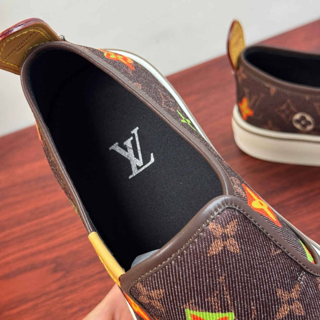 LV Patterned Canvas-Style Slip-On Sneakers