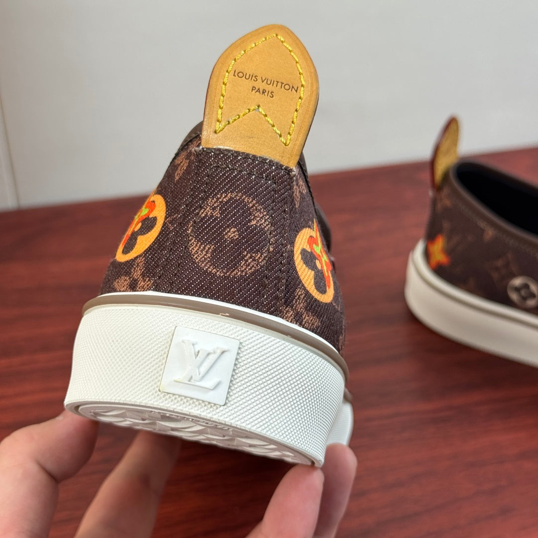 LV Patterned Canvas-Style Slip-On Sneakers