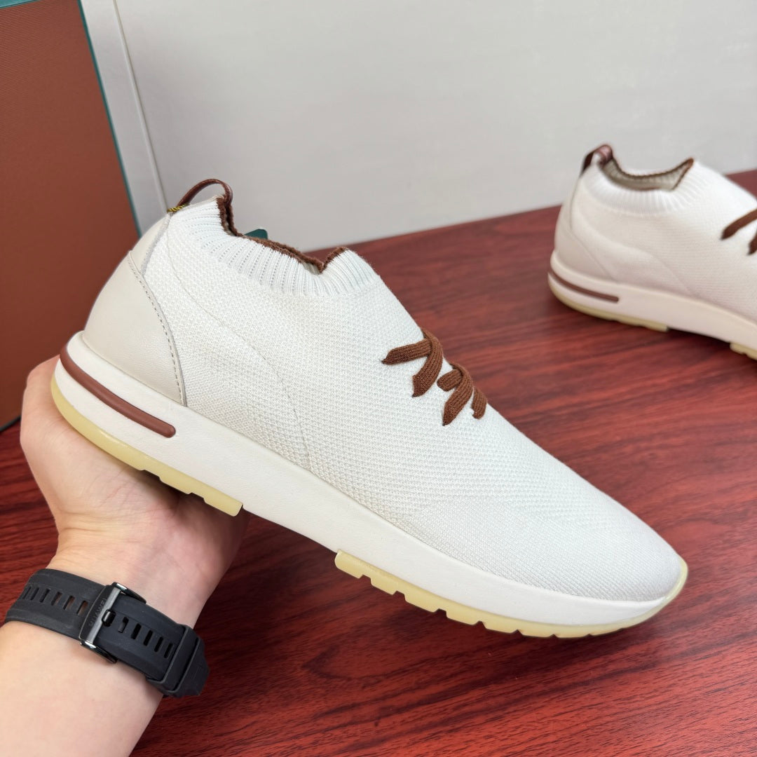 Loro Piana White, Gray & Black Sneakers | Breathable Casual Style