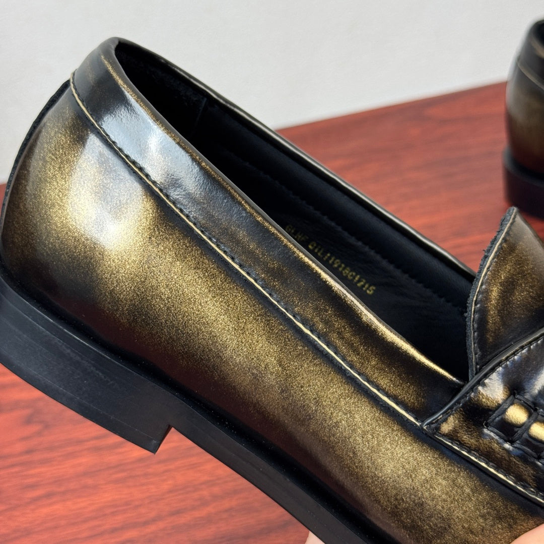 Valentino Distressed Finish Loafers | Burnished Slip-On Style