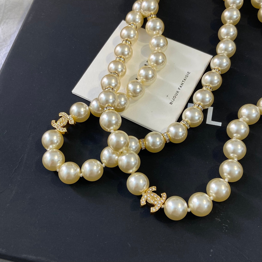 CHANEL CC Long Pearl Necklace | Statement Jewelry