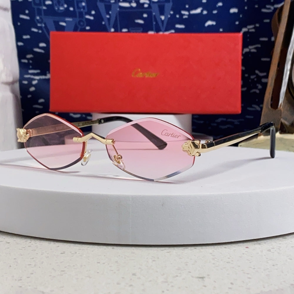 Cartier Pink Oval Sunglasses with Gold-Tone Accents