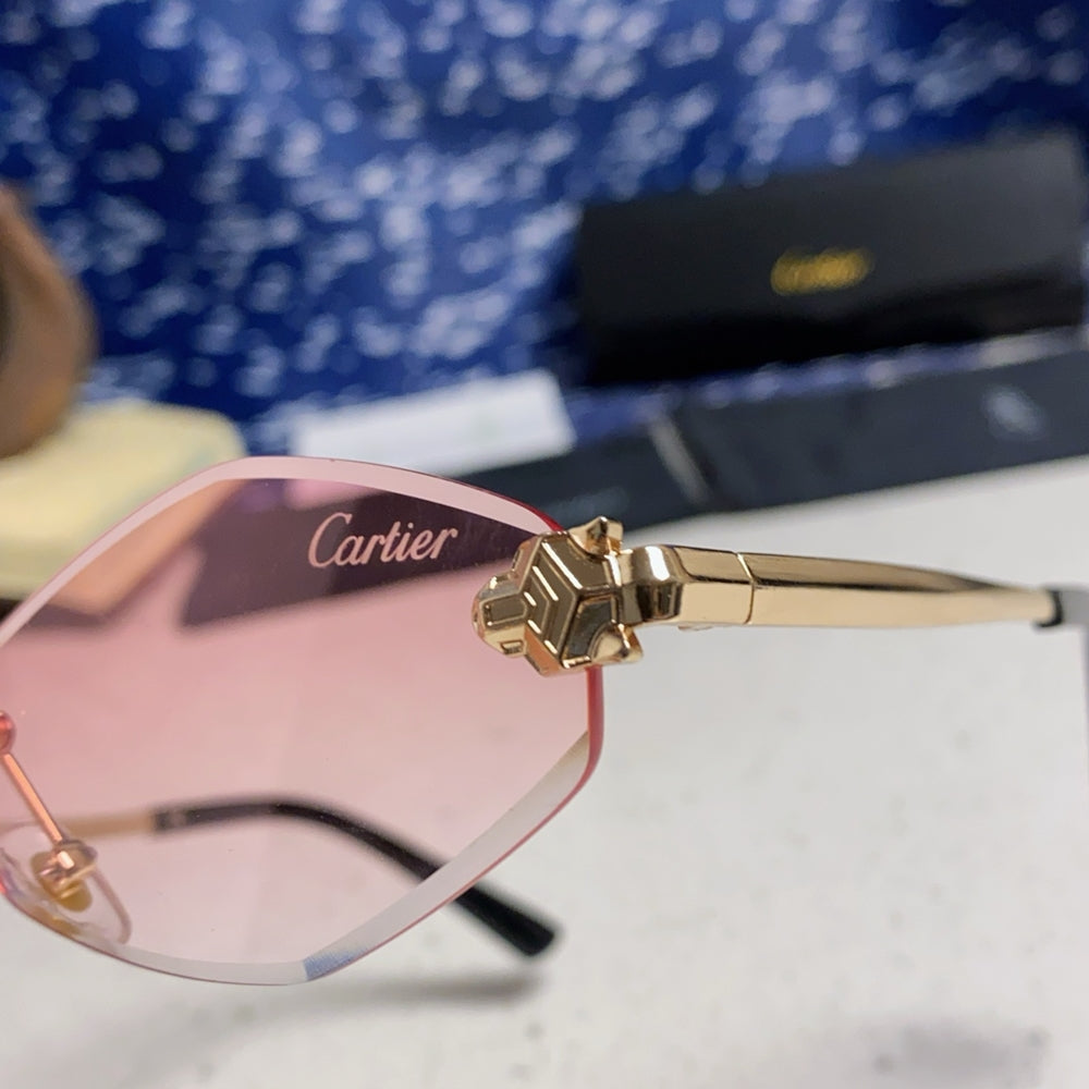 Cartier Pink Oval Sunglasses with Gold-Tone Accents
