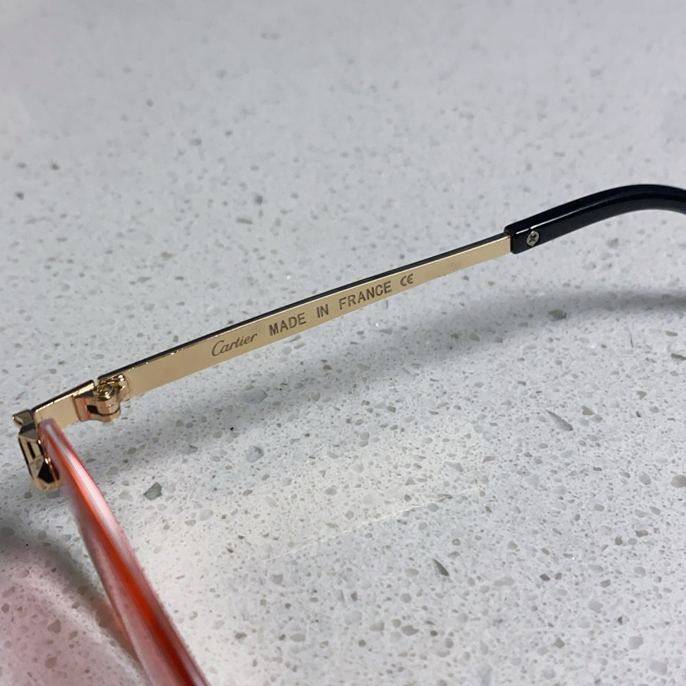 Cartier Pink Oval Sunglasses with Gold-Tone Accents