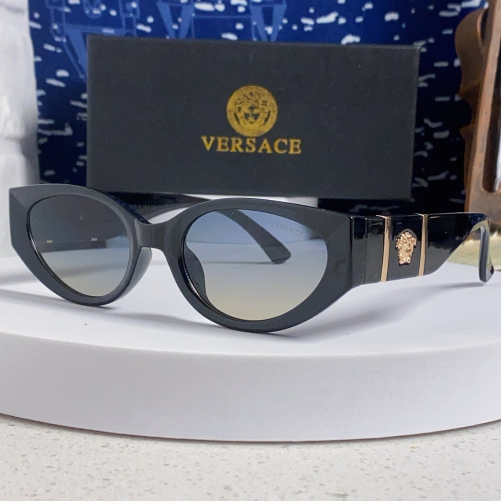 VERSACE Black Cat-Eye Sunglasses with Medusa Accents