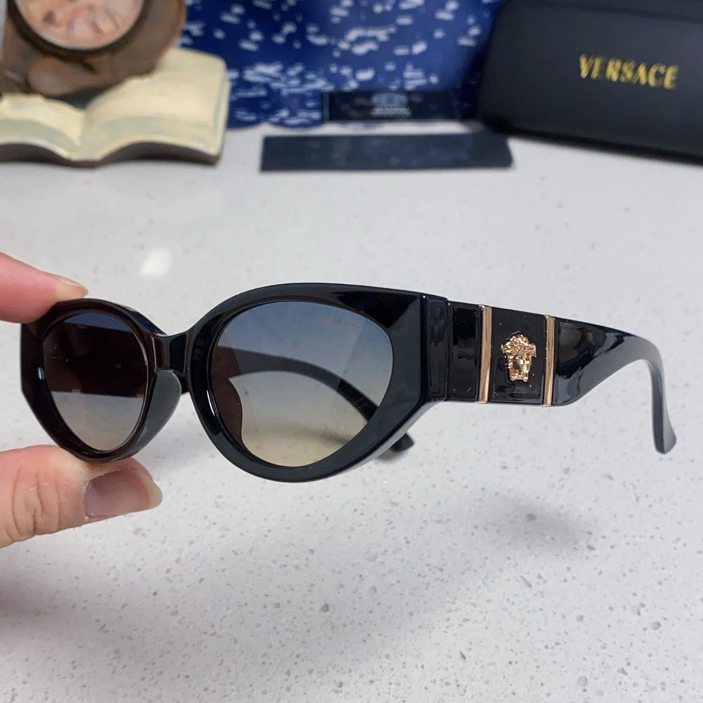 VERSACE Black Cat-Eye Sunglasses with Medusa Accents