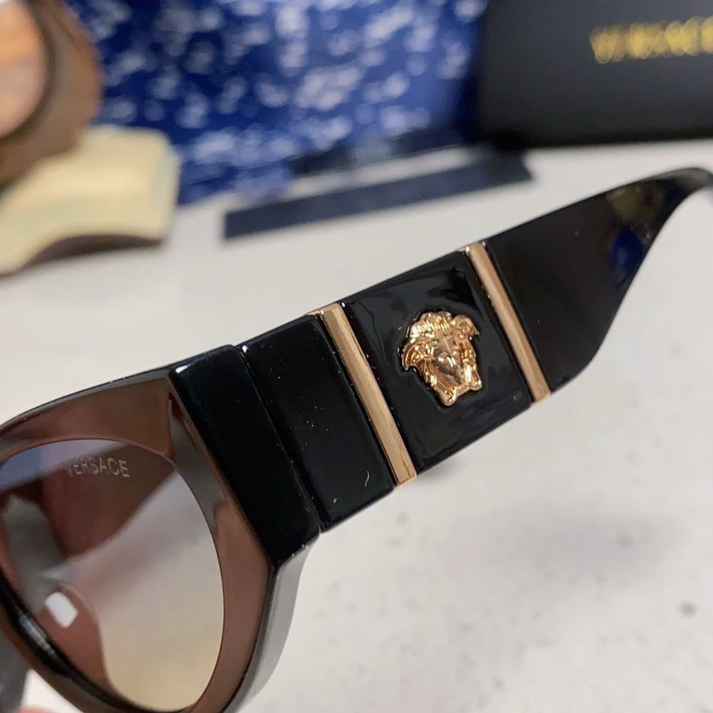 VERSACE Black Cat-Eye Sunglasses with Medusa Accents